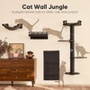 image:imageFUKUMARU Cat Wall Shelves 4 in 1 Stable Wooden WallMounted Furniture Set Climbing Tree with Hammock Bed Perch and Scratching Mat BlackBlack