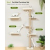 image:imageFUKUMARU Cat Wall Shelves Set 70 Inch Stable Wall Mounted Tree Kitten Scratching Post with Soft Cushion Perch Space Saving Climbing Wall Furniture for 16 Inch Drywall  GrayBeige
