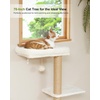 image:imageFUKUMARU Cat Wall Shelves Set 70 Inch Stable Wall Mounted Tree Kitten Scratching Post with Soft Cushion Perch Space Saving Climbing Wall Furniture for 16 Inch Drywall  GrayBeige