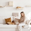 image:imageFUKUMARU Cat Wall Shelves Stable amp Safe 5 in 1 Cat Walls Furniture Set Wooden Kitten Climbing Wall with Scratching Post for 16 Inch Drywall  GreenBeige