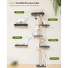 image:imageFUKUMARU Cat Wall Shelves Stable amp Safe 7 in 1 Cat Furniture Set Wooden Climbing Wall with Scratching Post for 16 Inch Drywall  Gray