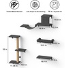 image:imageFUKUMARU Cat Wall Shelves Stable amp Safe 7 in 1 Cat Furniture Set Wooden Climbing Wall with Scratching Post for 16 Inch Drywall  Gray