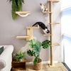 image:imageFUKUMARU WallMounted Cat Tree for Small amp Medium Cats 5Tier Tall Cat Climbing Tower with Scratching Post Indoor Cat Wall Shelves for Climbing Scratching amp LookoutBlanchedAlmond