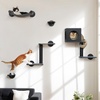image:imageFUKUMARU Cat Wall Shelves 4 in 1 Stable Wooden WallMounted Furniture Set Climbing Tree with Hammock Bed Perch and Scratching Mat BlackBlack