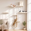 image:imageFUKUMARU Cat Wall Shelves Stable amp Safe 5 in 1 Cat Walls Furniture Set Wooden Kitten Climbing Wall with Scratching Post for 16 Inch Drywall  GreenBeige