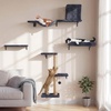 image:imageFUKUMARU Cat Wall Shelves Stable amp Safe 5 in 1 Cat Walls Furniture Set Wooden Kitten Climbing Wall with Scratching Post for 16 Inch Drywall  GreenGray