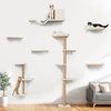 image:imageFUKUMARU Cat Wall Shelves Stable amp Safe 7 in 1 Cat Furniture Set Wooden Climbing Wall with Scratching Post for 16 Inch Drywall  Beige