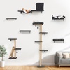 image:imageFUKUMARU Cat Wall Shelves Stable amp Safe 7 in 1 Cat Furniture Set Wooden Climbing Wall with Scratching Post for 16 Inch Drywall  Gray