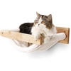 image:imageFUKUMARU Hammock Wall Mounted Cat Beds and Perches Wooden Kitten Walls Furniture Stable Cats Shelves for Sleeping Playing Climbing and Lounging Black StripeMWhite Flannel