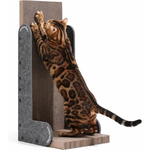 image:imageFUKUMARU Cat Scratcher 268 Inch L Shaped Cat Scratch Pad Wall Modern Cardboard Cats Scratching Board for Indoor Cats Felt Vertical Scratching Post Furniture Protector GreyGrey