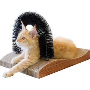 image:imageFUKUMARU Cat Self Groomer 20 Version Cat Arch Face Scratcher with Scratcher Pad Cats Back Grooming Massager Toy Brush for Indoor Kitten and Small DogWood Grain Upgrade
