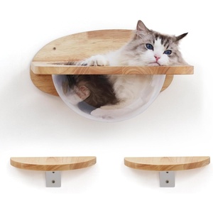 image:imageFUKUMARU Cat Wall Furniture Set Transparent Capsule Kitten Walls Shelves with 2 PCS Pedals  Premium Kitty Bed for Sleeping Playing Climbing and Lounging  Easily Holds Up to 35 Lbs