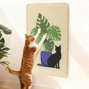 image:imageFUKUMARU Sisal Cat Scratching Mat 236 x 157 Inch Natural Sisal Cat Scratch Pad Mats for Indoor Cats Horizontal Cats Wall Scratcher Kitten Floor Rug with Sticky Tapes Furniture ProtectorFlowerMonstera