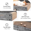 image:imageFUKUMARU 26 Inch Cat Scratcher Bed 2 Reversible Cardboard Cat Scratch Pads Refill for Indoor Cats Durable Large Cats Scratching Bed Sofa Couch Lounger with Fun Toys Furniture Protector CaramelGrey