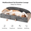image:imageFUKUMARU 26 Inch Cat Scratcher Bed 2 Reversible Cardboard Cat Scratch Pads Refill for Indoor Cats Durable Large Cats Scratching Bed Sofa Couch Lounger with Fun Toys Furniture Protector CaramelGrey