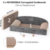 image:imageFUKUMARU 26 Inch Cat Scratcher Bed 2 Reversible Cardboard Cat Scratch Pads Refill for Indoor Cats Durable Large Cats Scratching Bed Sofa Couch Lounger with Fun Toys Furniture Protector CaramelGrey