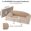 image:imageFUKUMARU 26 Inch Cat Scratcher Bed 2 Reversible Cardboard Cat Scratch Pads Refill for Indoor Cats Durable Large Cats Scratching Bed Sofa Couch Lounger with Fun Toys Furniture Protector CaramelBeige