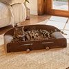 image:imageFUKUMARU 26 Inch Cat Scratcher Bed 2 Reversible Cardboard Cat Scratch Pads Refill for Indoor Cats Durable Large Cats Scratching Bed Sofa Couch Lounger with Fun Toys Furniture Protector CaramelCaramel
