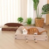 image:imageFUKUMARU 26 Inch Cat Scratcher Bed 2 Reversible Cardboard Cat Scratch Pads Refill for Indoor Cats Durable Large Cats Scratching Bed Sofa Couch Lounger with Fun Toys Furniture Protector CaramelBeige