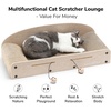 image:imageFUKUMARU 26 Inch Cat Scratcher Bed 2 Reversible Cardboard Cat Scratch Pads Refill for Indoor Cats Durable Large Cats Scratching Bed Sofa Couch Lounger with Fun Toys Furniture Protector CaramelBeige