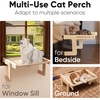 image:imageFUKUMARU 3in1 Cat Window Perch Convertible Hammock for Windowsill Bedside and Floor Sturdy Cat Window Bed wWashable Linen Fabric for Indoor Large Cats and Kitten Reinforced Wood and Metal FrameBeige