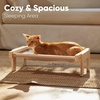 image:imageFUKUMARU 3in1 Cat Window Perch Convertible Hammock for Windowsill Bedside and Floor Sturdy Cat Window Bed wWashable Linen Fabric for Indoor Large Cats and Kitten Reinforced Wood and Metal FrameBeige