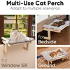 image:imageFUKUMARU 3in1 Cat Window Perch Convertible Hammock for Windowsill Bedside and Floor Sturdy Cat Window Bed wWashable Linen Fabric for Indoor Large Cats and Kitten Reinforced Wood and Metal FrameGrey