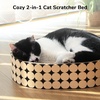 image:imageFUKUMARU Cardboard Cat Scratcher Bed 2in1 Oval Cat Scratch Pad Cats Scratching Board Lounge Bed Indoor Durable Modern Kitty Scratcher Bowl Cats Scratch Furniture Protector Wood ColorPolka Dot