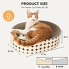 image:imageFUKUMARU Cardboard Cat Scratcher Bed 2in1 Oval Cat Scratch Pad Cats Scratching Board Lounge Bed Indoor Durable Modern Kitty Scratcher Bowl Cats Scratch Furniture Protector Wood ColorPolka Dot