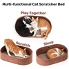 image:imageFUKUMARU Cat Scratcher 24 Inch Sofa Shape Cat Scratching Bed Reversible Detachable Cats Scratching Board Round Cats Scratch Pads Refill Indoor BeigeCaramel