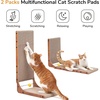 image:imageFUKUMARU Cat Scratcher 327 Inch L Shape Cat Scratch Pad Wall Mounted Cat Scratching Cardboard with Ball Toy for Indoor Cats Extra Large2 Pack 268 in Walnut Color