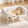 image:imageFUKUMARU Elevated Cat Couch Beds for Indoor Cats Sturdy Metal Frame Cat Hammock Bed with HighDensity Foam Cushion Removable Washable Fluffy Cover Breathable Raised Dog Bed amp Cat Sofa Chair CreamCream