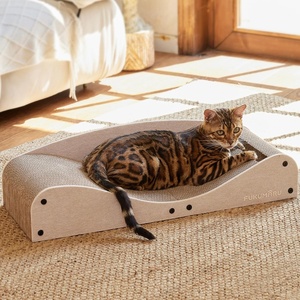 image:imageFUKUMARU Cardboard Cat Scratcher Bed Extra Long 291 Inch Cat Scratch Bed Couch Indoor Natural Felt Multifunctional Cats Scratching Lounger Horizontal Kitten Cats Scratch Pad with Ball Toy CamelLight Camel