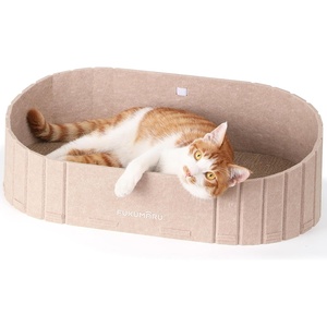 image:imageFUKUMARU Cat Scratcher 24 Inch Sofa Shape Cat Scratching Bed Reversible Detachable Cats Scratching Board Round Cats Scratch Pads Refill Indoor BeigeBeige
