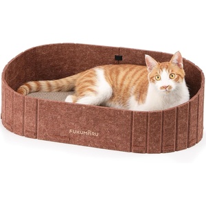 image:imageFUKUMARU Cat Scratcher 24 Inch Sofa Shape Cat Scratching Bed Reversible Detachable Cats Scratching Board Round Cats Scratch Pads Refill Indoor BeigeCaramel