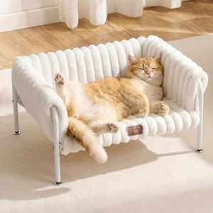 image:imageFUKUMARU Elevated Cat Couch Beds for Indoor Cats Sturdy Metal Frame Cat Hammock Bed with HighDensity Foam Cushion Removable Washable Fluffy Cover Breathable Raised Dog Bed amp Cat Sofa Chair CreamCream