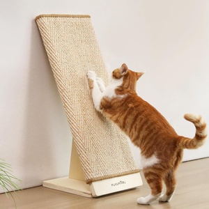 image:imageFUKUMARU Sisal Cat Scratcher Ramp Wood Cat Scratching Post Replaceable Scratching Mat for Indoor Cats L Shape Wall Mount Cats Scratch Pad Furniture Protector for Couch Sofa