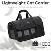 image:imageFUKUMARU Cat Carrier Light amp Airy Pet Carrier 18x11x11 Airline Approved Dog Carrier for Small Dogs 2in1 Shoulder Strap Leash Collapsible Soft Cat Travel Carrier with AntiScratch Mesh BlackBlack