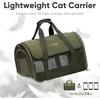 image:imageFUKUMARU Cat Carrier Light amp Airy Pet Carrier 18x11x11 Airline Approved Dog Carrier for Small Dogs 2in1 Shoulder Strap Leash Collapsible Soft Cat Travel Carrier with AntiScratch Mesh BlackGreen