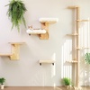 image:imageFUKUMARU Cat Wall Shelves 2 Platform Kitten Wall Furniture Tree Shape WallMounted Floating Shelf with Sisal Mat Solid Rubber Wood Cats Perch for 16 Inch Drywall Suitable for Climb Play NapWhite cushion