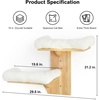 image:imageFUKUMARU Cat Wall Shelves 2 Platform Kitten Wall Furniture Tree Shape WallMounted Floating Shelf with Sisal Mat Solid Rubber Wood Cats Perch for 16 Inch Drywall Suitable for Climb Play NapWhite cushion