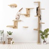 image:imageFUKUMARU Cat Wall Shelves 2 Platform Kitten Wall Furniture Tree Shape WallMounted Floating Shelf with Sisal Mat Solid Rubber Wood Cats Perch for 16 Inch Drywall Suitable for Climb Play NapSisal mat