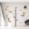 image:imageFUKUMARU Cat Wall Shelves 2 Platform Kitten Wall Furniture Tree Shape WallMounted Floating Shelf with Sisal Mat Solid Rubber Wood Cats Perch for 16 Inch Drywall Suitable for Climb Play NapSisal mat