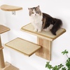 image:imageFUKUMARU Cat Wall Shelves 2 Platform Kitten Wall Furniture Tree Shape WallMounted Floating Shelf with Sisal Mat Solid Rubber Wood Cats Perch for 16 Inch Drywall Suitable for Climb Play NapSisal mat