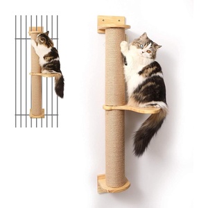 image:imageFUKUMARU Cat Activity Tree with Scratching Posts Wall Mounted Jute Scratcher Pine HammockCat Activity Tree