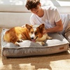 image:imageFUKUMARU 55Inch Thick Dog Bed Mat Washable Cat Bed with Waterproof Lining Orthopedic Dog Beds for Senior Dogs Cozy Flat Dog Kennel Bed for Crate NonSlip Pet Pillow Bed OrangeGrey