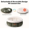 image:imageFUKUMARU Cat Bed Corduroy Round Cat Beds for Indoor Cats Washable Fluffy Pet Bed for Cats and Puppy Soft Cute Small Dog Beds GreyGreen
