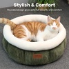 image:imageFUKUMARU Cat Bed Corduroy Round Cat Beds for Indoor Cats Washable Fluffy Pet Bed for Cats and Puppy Soft Cute Small Dog Beds GreyGreen