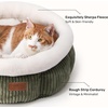 image:imageFUKUMARU Cat Bed Corduroy Round Cat Beds for Indoor Cats Washable Fluffy Pet Bed for Cats and Puppy Soft Cute Small Dog Beds GreyGreen