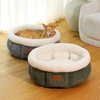 image:imageFUKUMARU Cat Bed Corduroy Round Cat Beds for Indoor Cats Washable Fluffy Pet Bed for Cats and Puppy Soft Cute Small Dog Beds GreyGreen